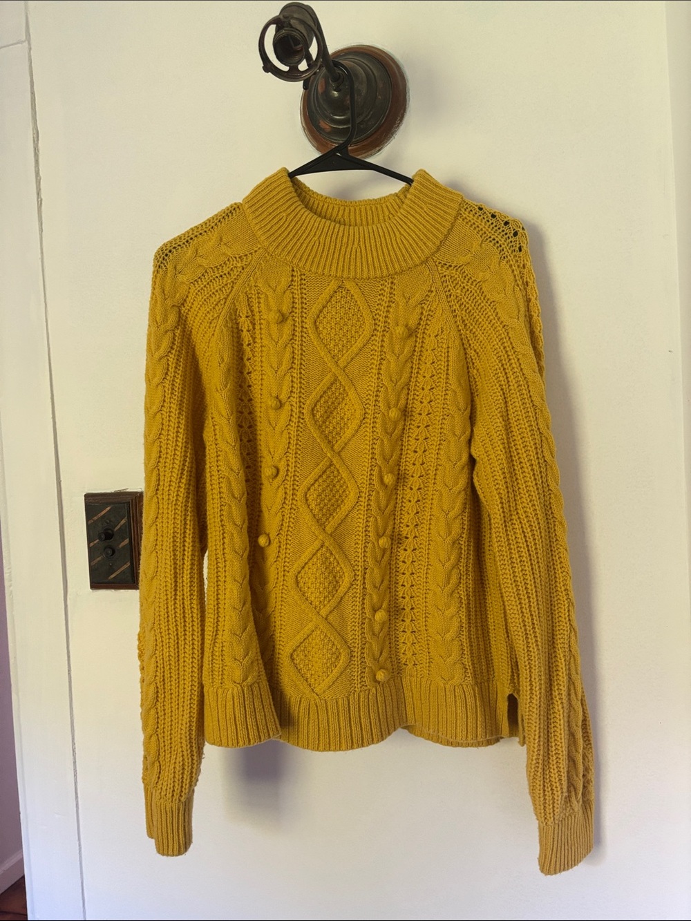 J. Crew Mustard Cable Turtleneck Sweater